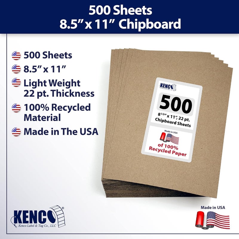KENCO Chipboard Sheets 8.5" x 11" - 100 Sheets at 22 Point Chip Board for Crafts and Backers -Great Alternative to MDF Board and Cardboard Sheets - Made in The USA (Kraft 500 Pads) - Image 2